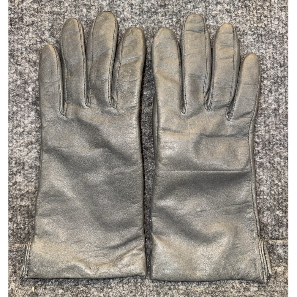 Fownes Leather Gloves Women's 7.5 Gray Acrylic Lined Genuine Leather Winter